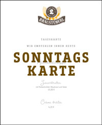 Bräustüberl Sonntagskarte