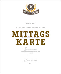 Lang Bräu Bräustüberl Mittagskarte